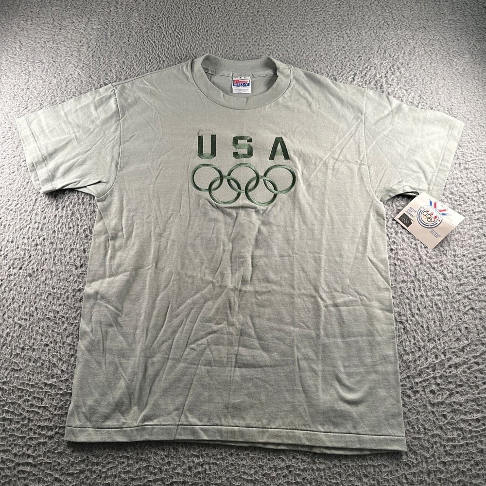 USA Olympic Vintage 90's T-Shirt Size L Graphic Light Green Single Stitch NWT